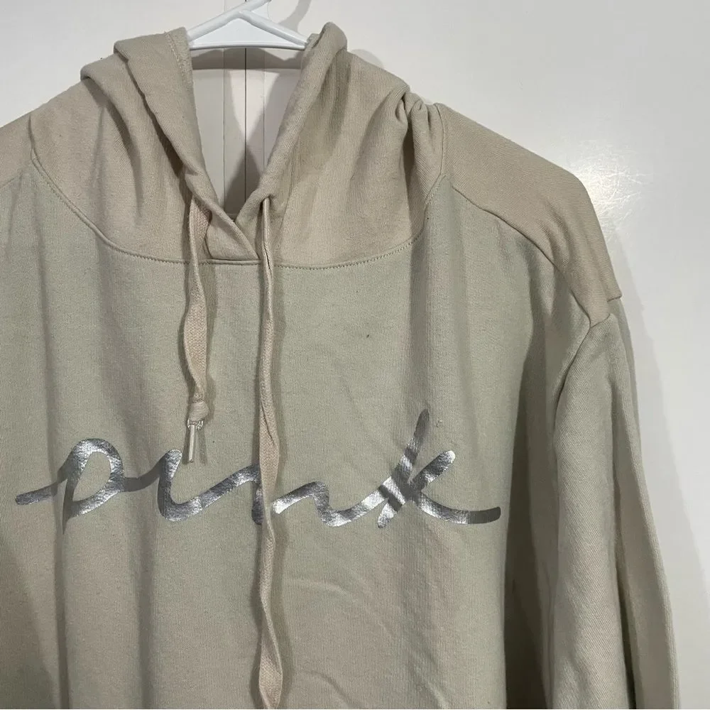 Victoria's Secret PINK Cream Pullover Cozy Hoodie Sweatshirt - Picture 3 of 4